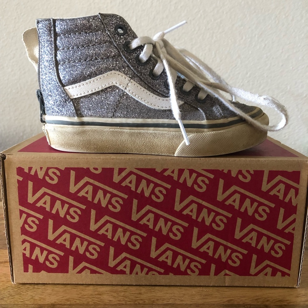 toddler girl sparkly gray vans size 10.5